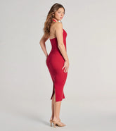 Curve Avenue Halter V-Neck Bodycon Midi Dress